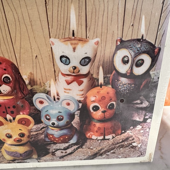 NOS Sealed Vintage 70s Sears Novelty Candle Kit Animals Owl Cat Dog MCM Whimsy - Picture 3 of 7